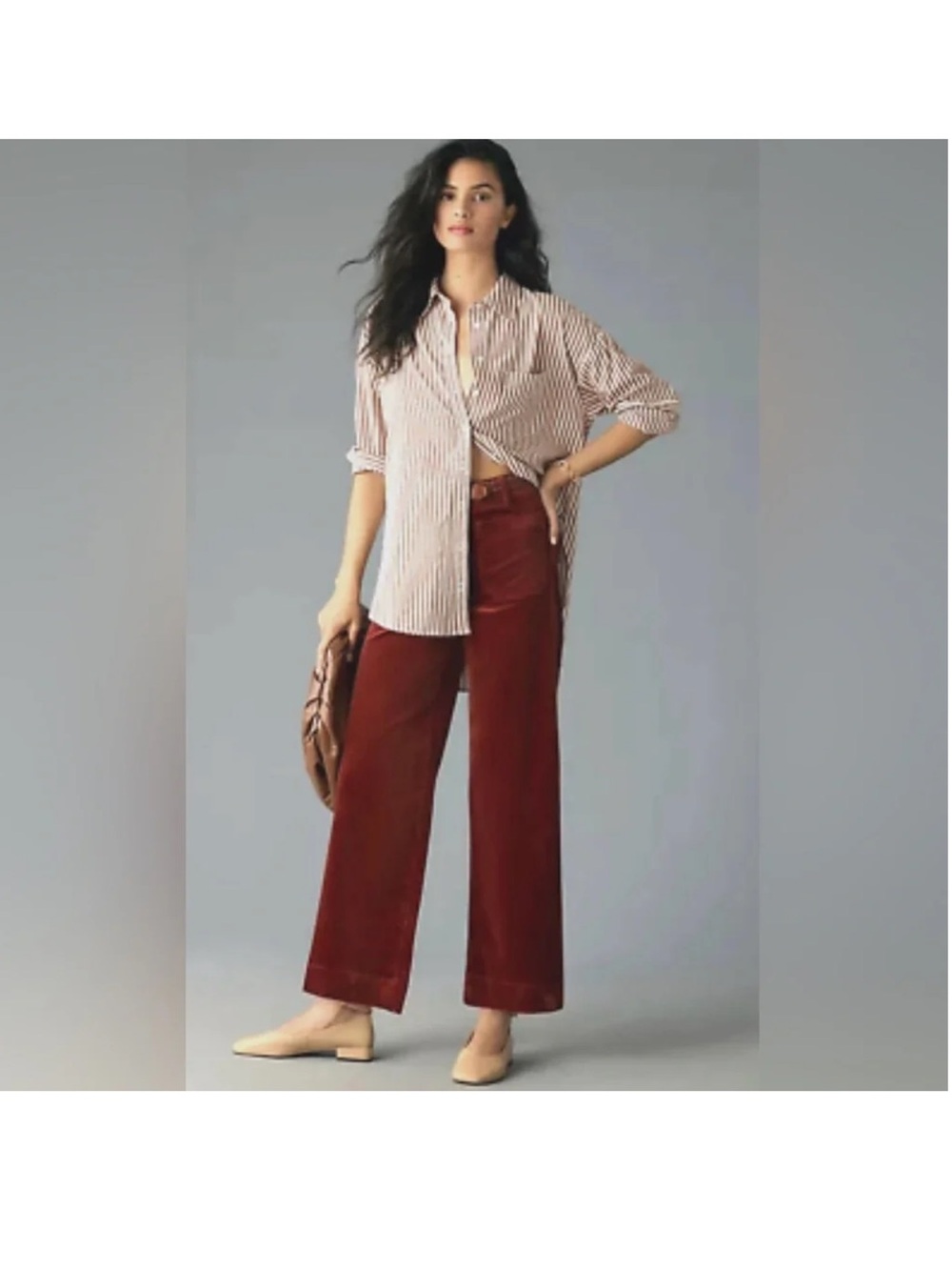 Anthropologie Maeve women’s Colette Cropped Wide Leg Corduroy Pants - Picture 3 of 9